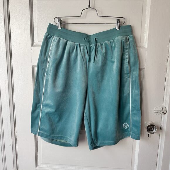 Sergio Tacchini Men's Shorts 2XL Velour Athletic Sovana Aquamarine NWT Tennis - Picture 3 of 14